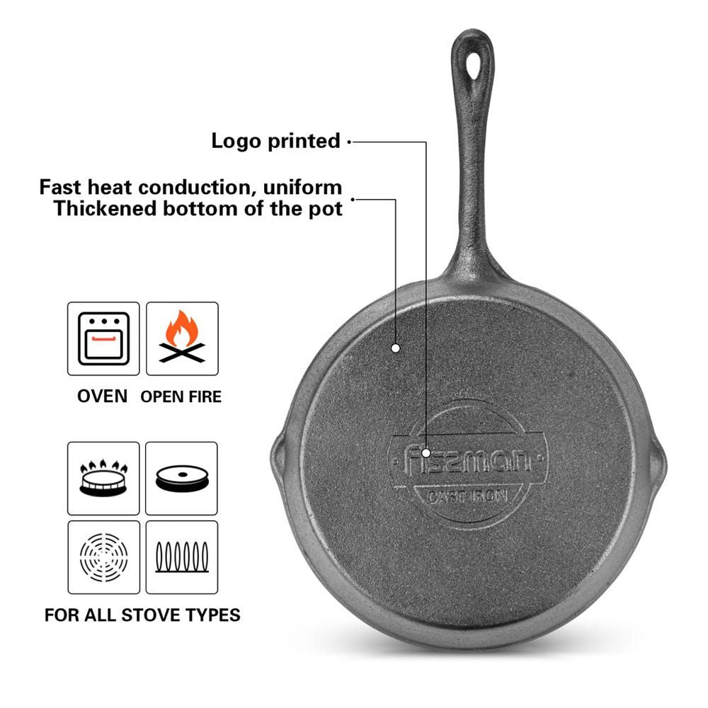 Cast Iron Non-Stick Frying Pan 25 x 4.6cm with Handle - Fissman Australia