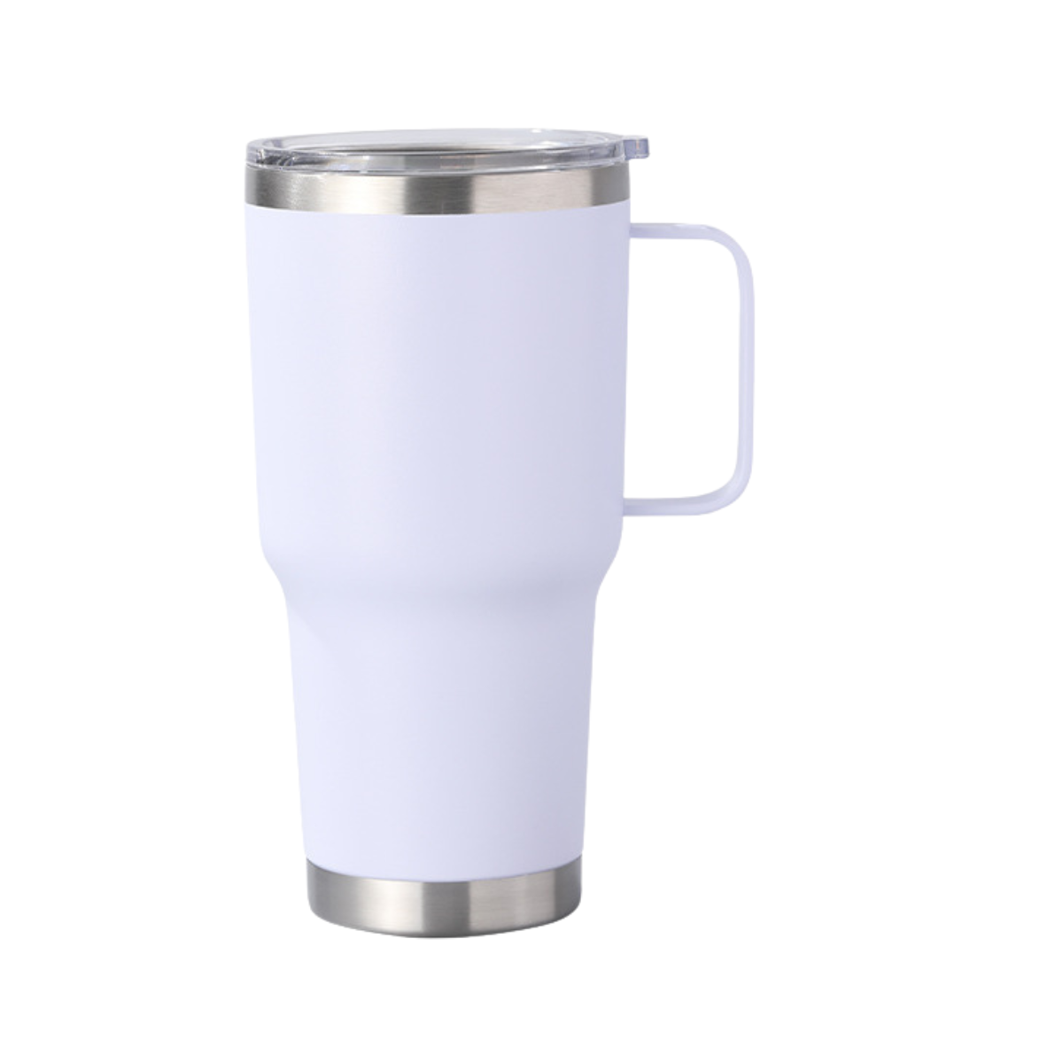 Double Wall Stainless Steel 880mL/30oz White Tumbler with Lid and Handle