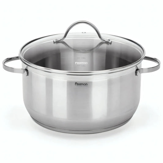 Stockpot with Glass Lid Stainless Steel 7.1 LTR - LUMINOSA Series