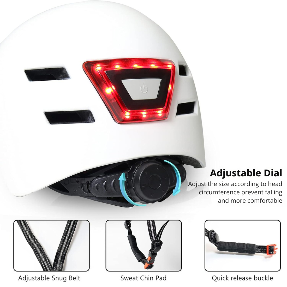 Smart LED Helmet - White - AHA SUPERSTORE