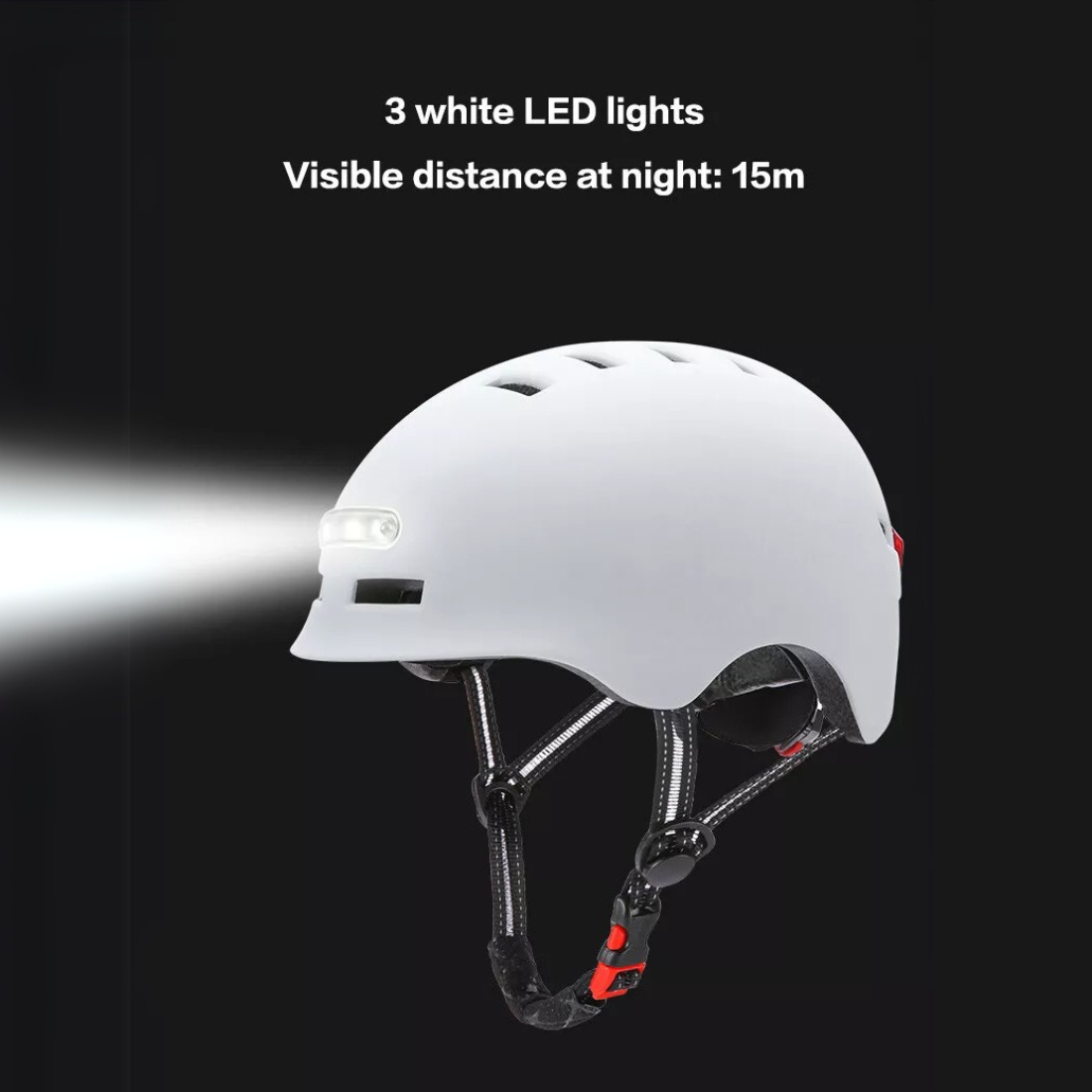 Smart LED Helmet - White - AHA SUPERSTORE