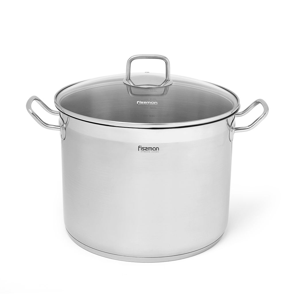 Stockpot 30cm x 215cm 15.2 LTR with Glass Lid Stainless Steel