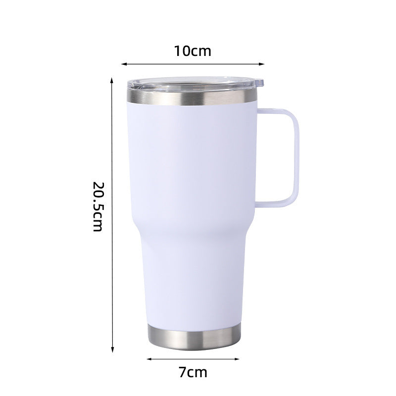 Double Wall Stainless Steel 880mL/30oz Tumbler with Lid and Handle - AHA SUPERSTORE