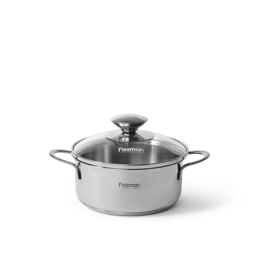 Saucepot with Glass Lid Stainless Steel 0.9 LTR - BAMBINO Series