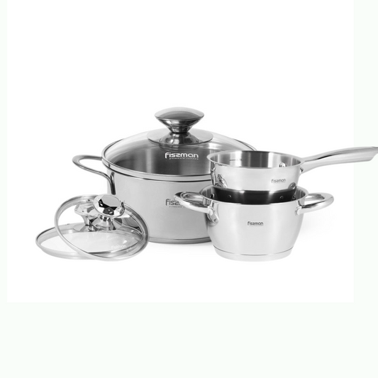 Cookware Set 6pcs Stainless Steel Bundle - Glass Lids - FALCON Series - Fissman Australia