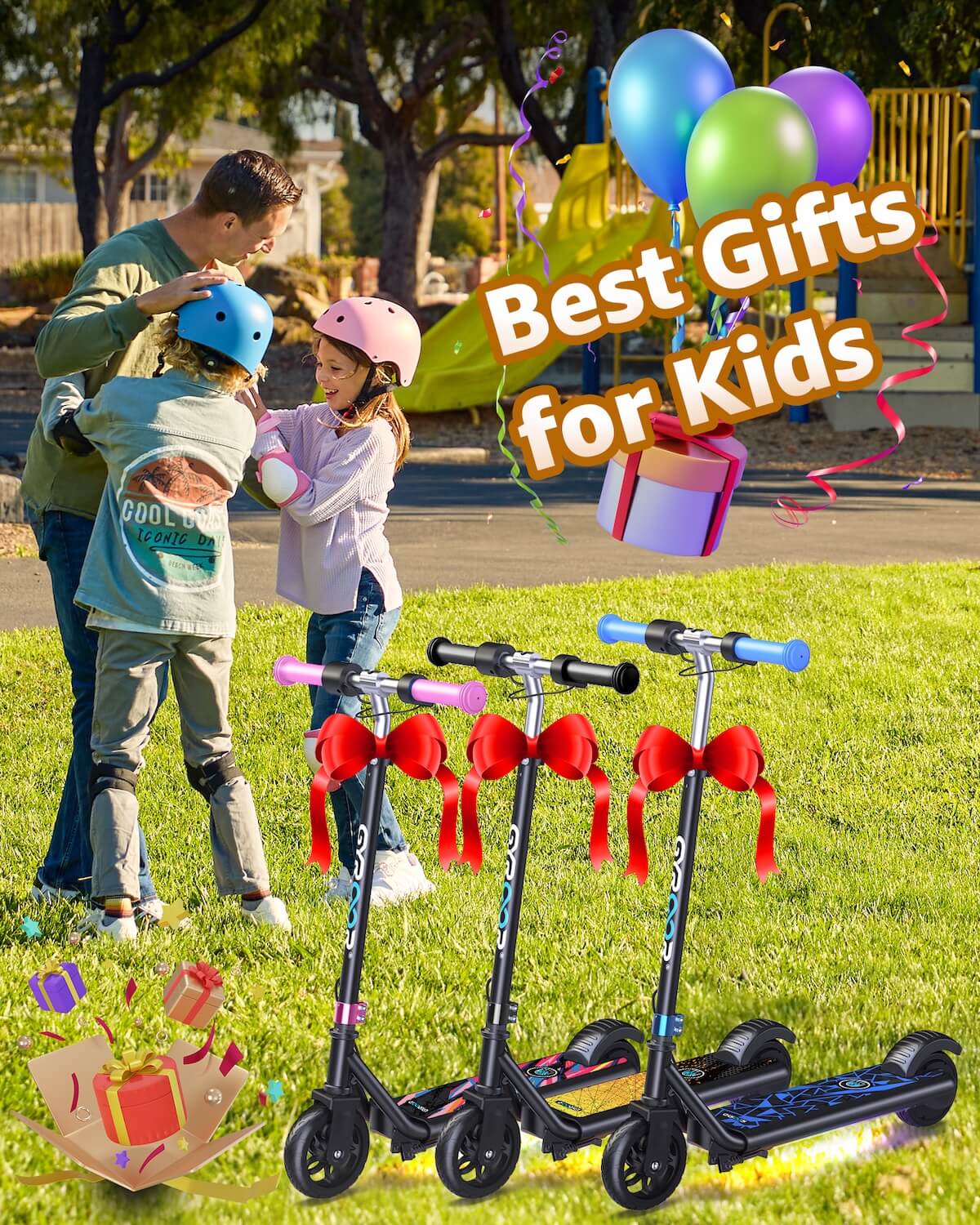 GYROOR H30 Max Kids Electric Scooter With Bluetooth Music Speaker - Black