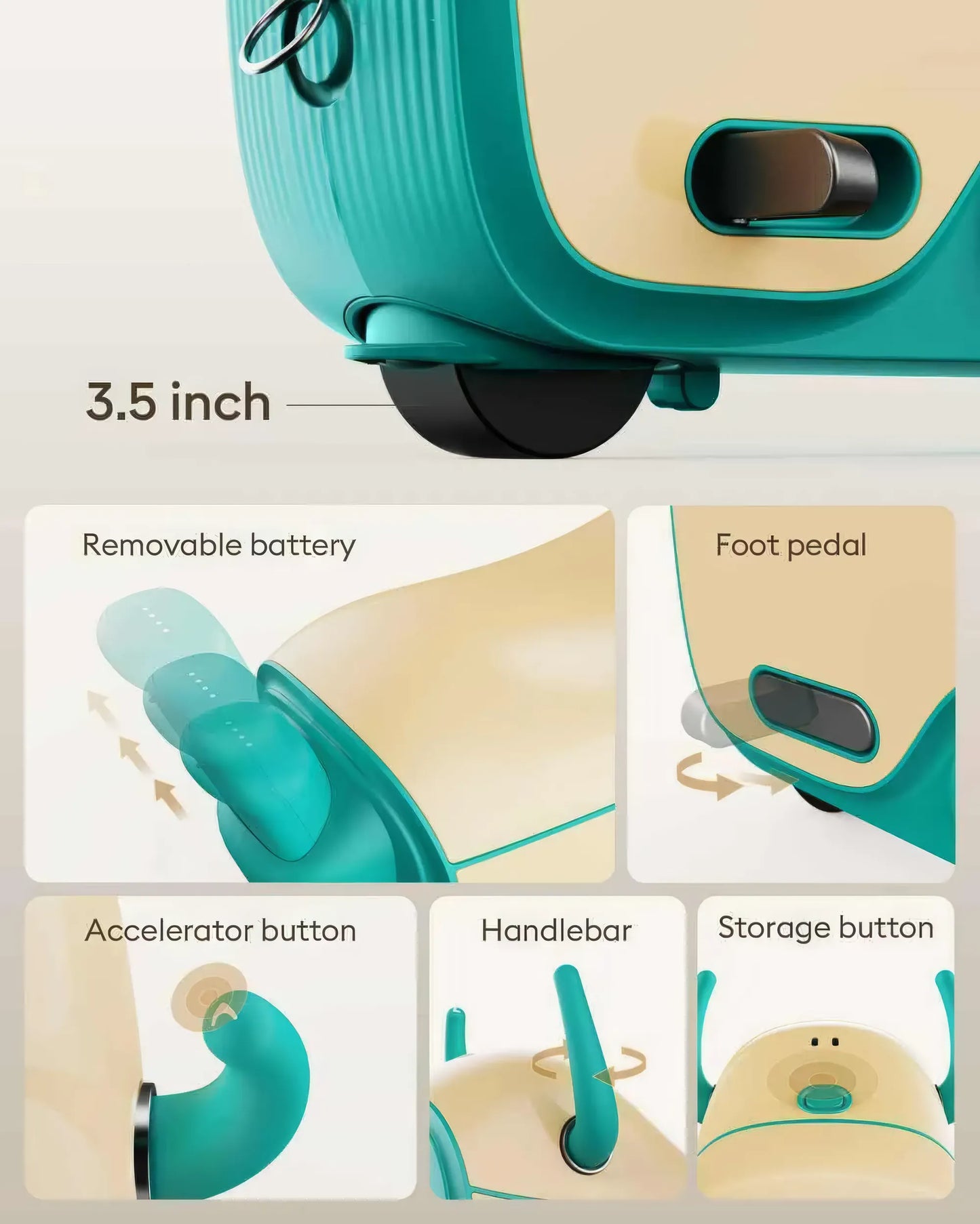 Electric Ride-On Suitcase by GYROOR GNU