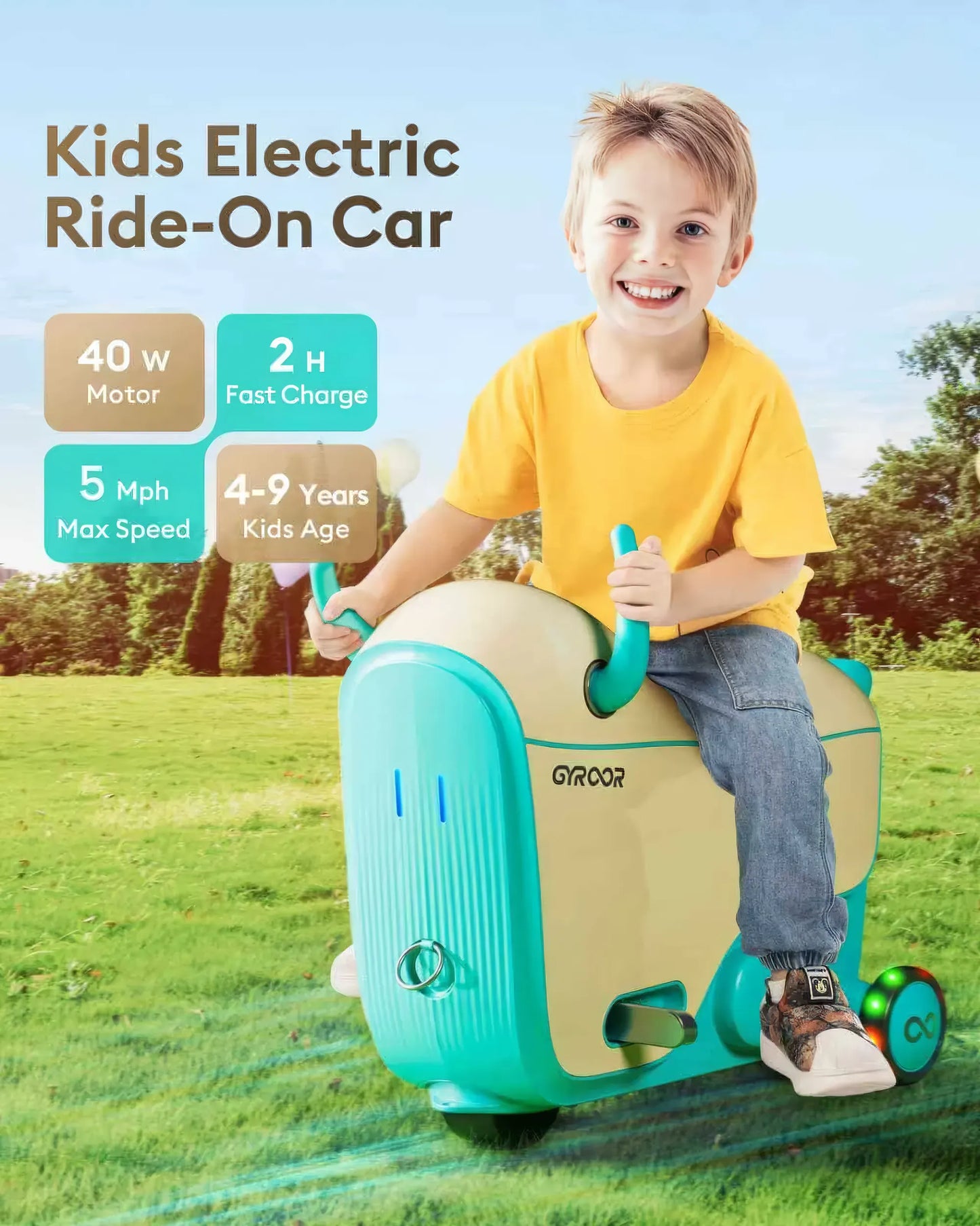 Electric Ride-On Suitcase by GYROOR GNU