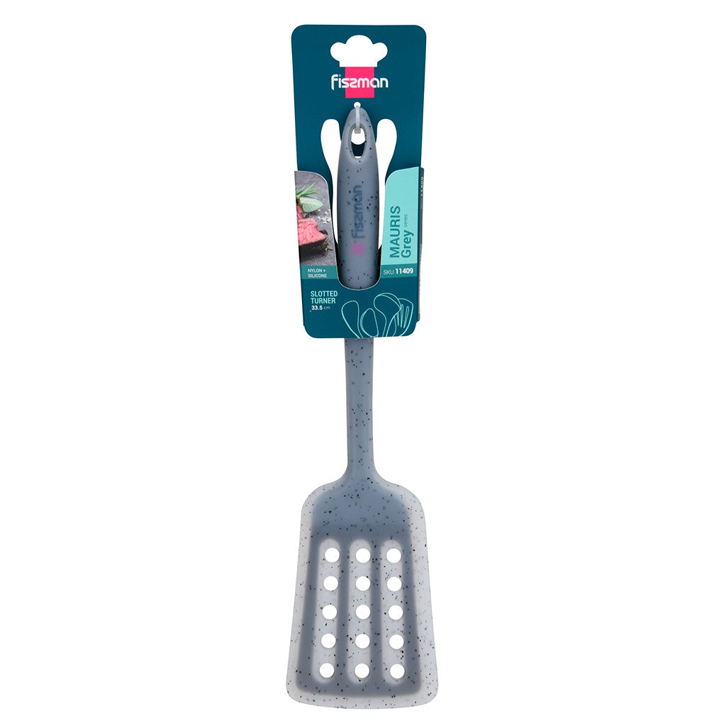 Silicone Slotted Turner Grey - 33.5cm