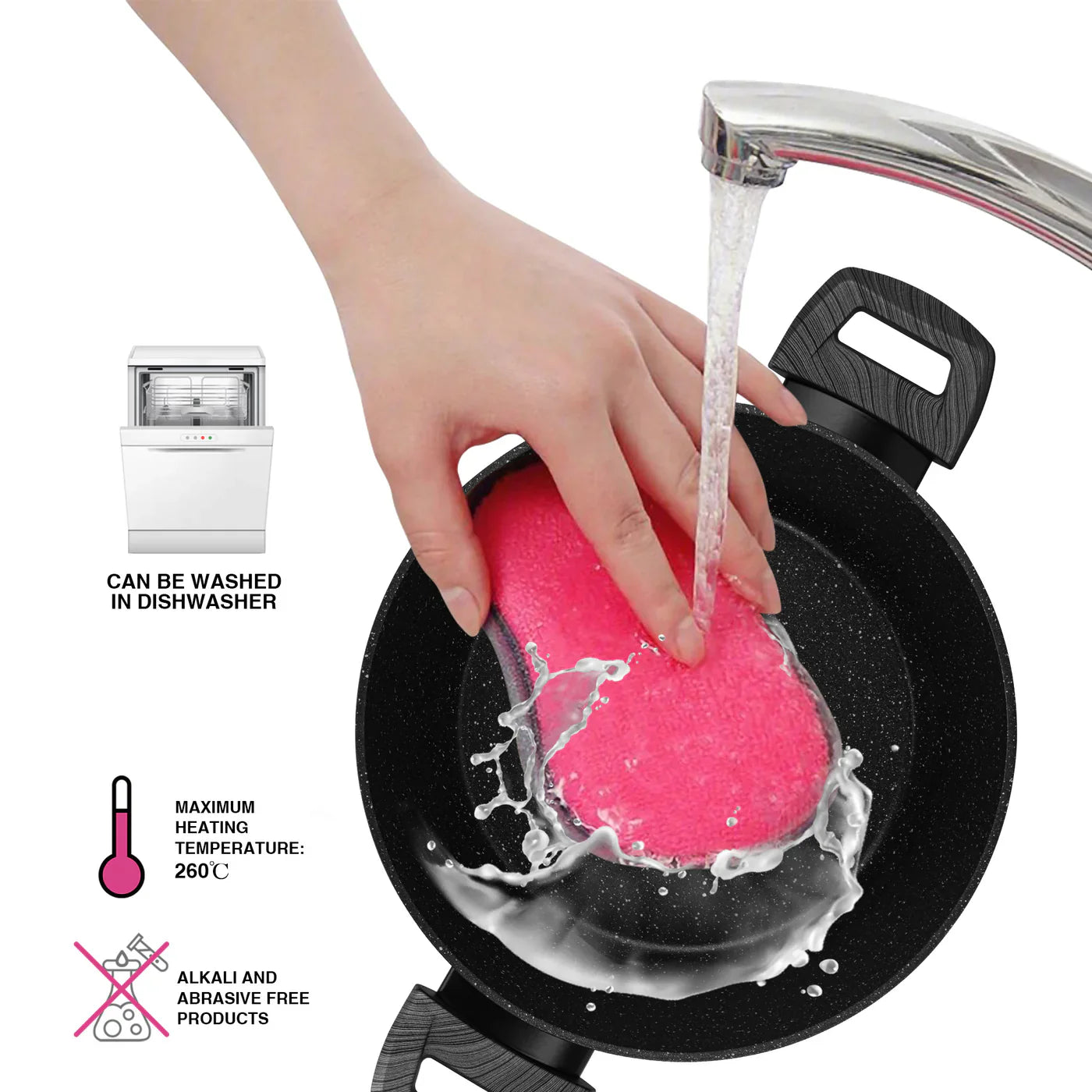 Stockpot 24x11 cm / 4.2 LTR with Glass Lid and Induction Bottom (Aluminium with Non-stick Coating) - ANGELA Series