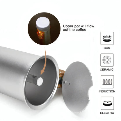 Coffee Maker 300ml For 6 Cups Pressed Aluminium Wooden Handle And Knob