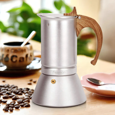 Coffee Maker 300ml For 6 Cups Pressed Aluminium Wooden Handle And Knob