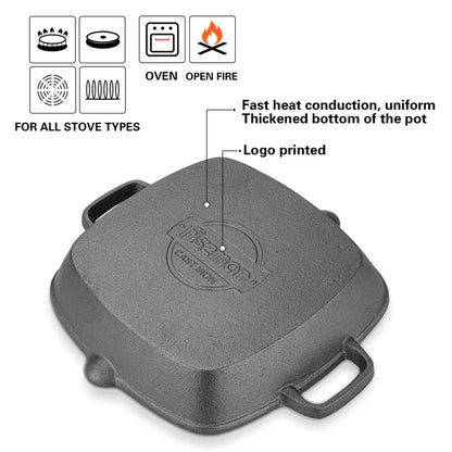 Square grill pan 26 x 5.3cm cast iron