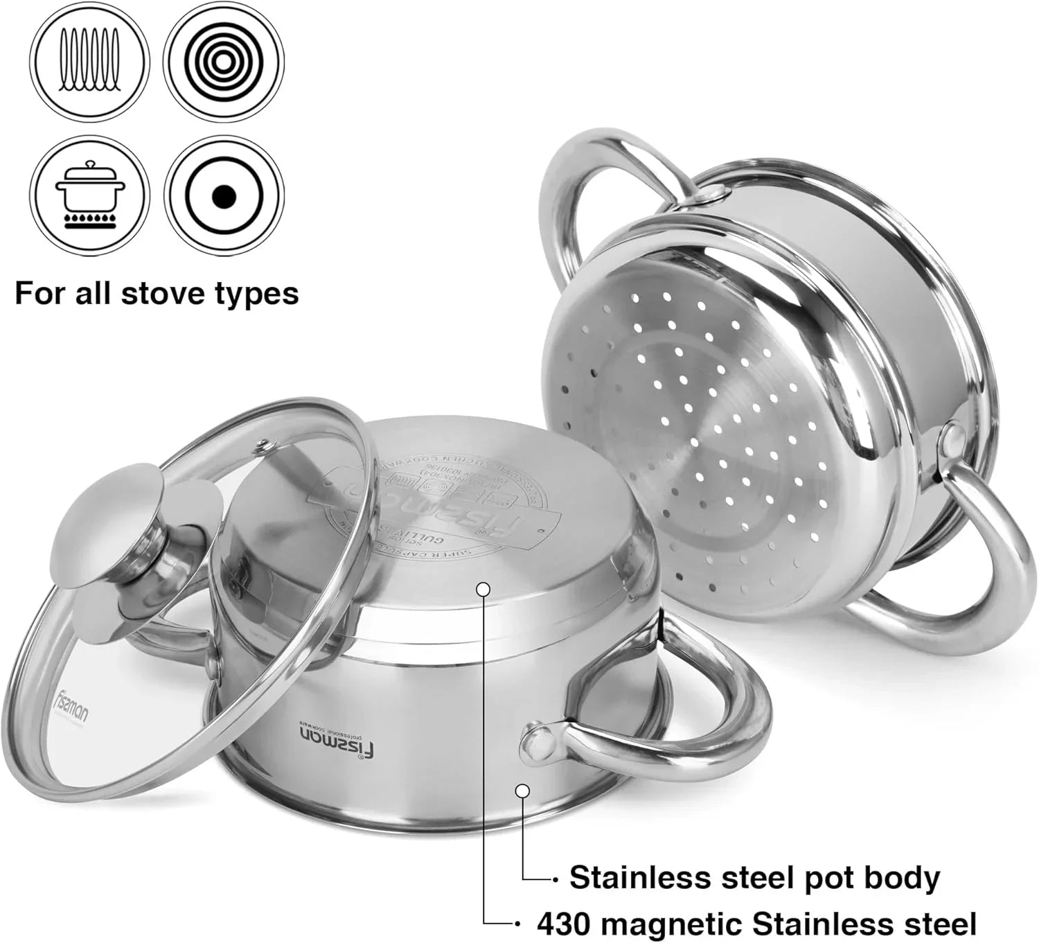 Mini Cooking Pot GULLIVER 14x7cm / 1.1 LTR with Steamer Inser 14x6.5cm