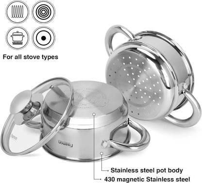 Mini Cooking Pot GULLIVER 14x7cm / 1.1 LTR with Steamer Inser 14x6.5cm