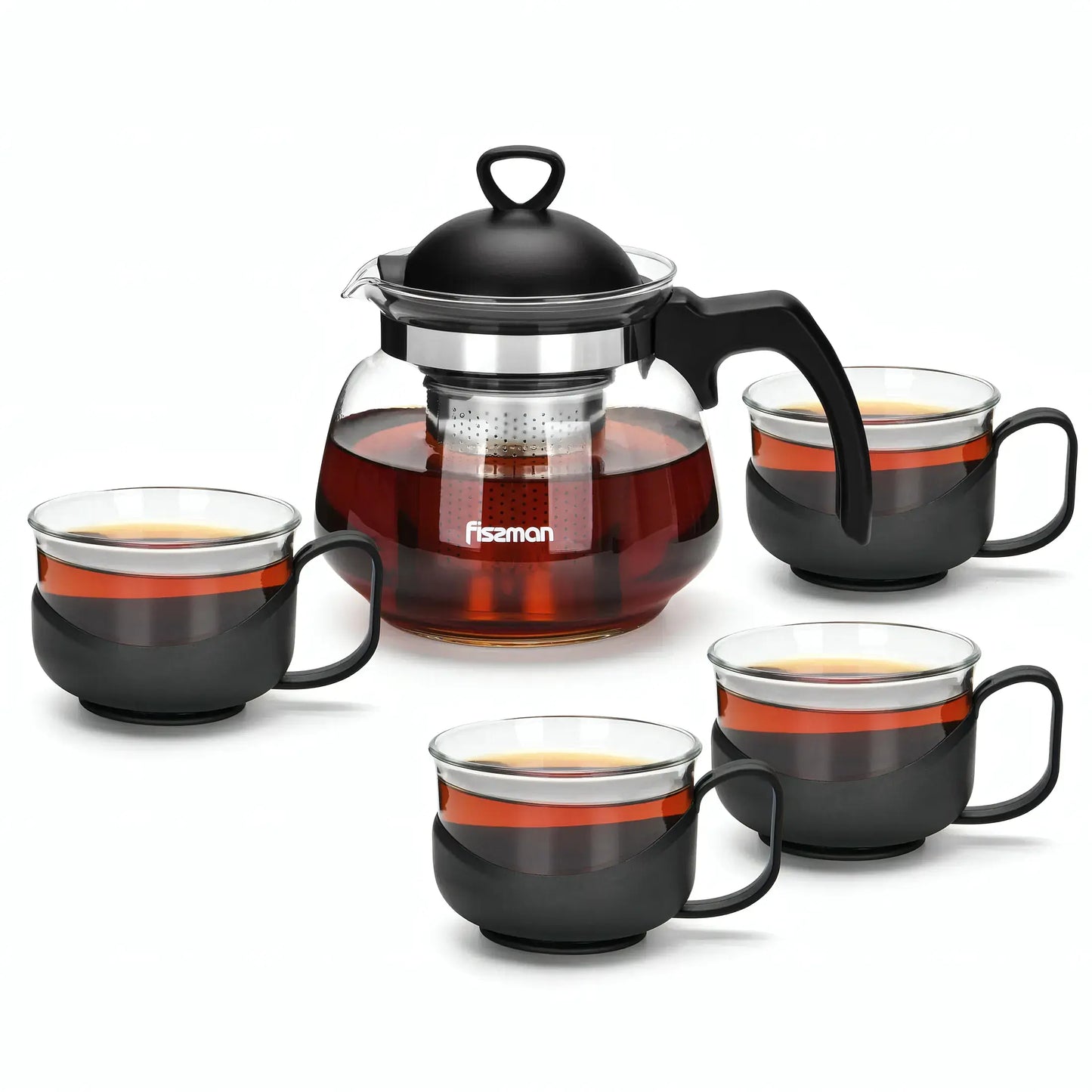 Teapot 700ml with 4 Cups 150ml Glass
