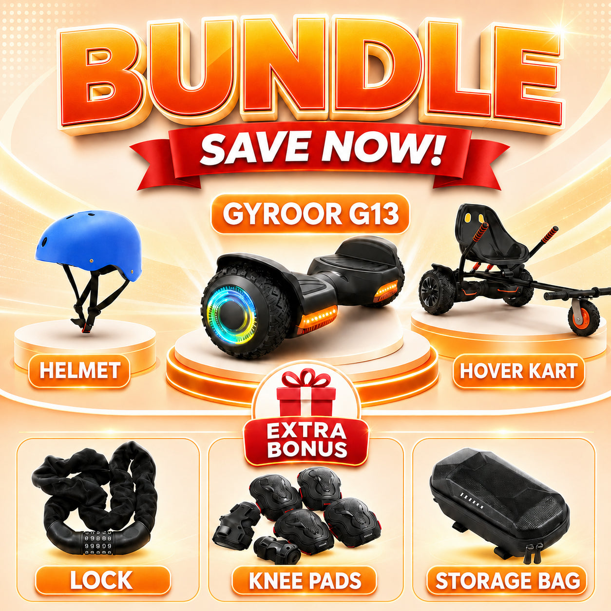 hoverboard bundle with helmet bike locks and free gifts
