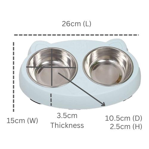 Choke Proof Slow Blue Food Bowl - Dimensions