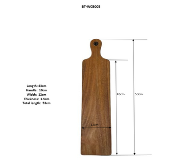 Acacia Wood Paddle Serving Board With Handle - Rectangular