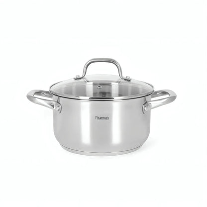 Casserole Cookware Set - 6 pcs with Glass Lids (Stainless Steel) - FLORY Series