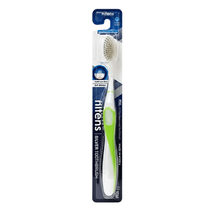 Nitens silver ion antibacterial toothbrush green – soft PBT bristles, South Korean quality