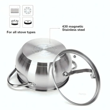 Stockpot with Glass Lid Stainless Steel 1.8 LTR - MARTINEZ Series