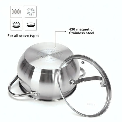 Stockpot with Glass Lid Stainless Steel 1.8 LTR - MARTINEZ Series