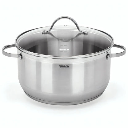 Stockpot with Glass Lid Stainless Steel 7.1 LTR - LUMINOSA Series
