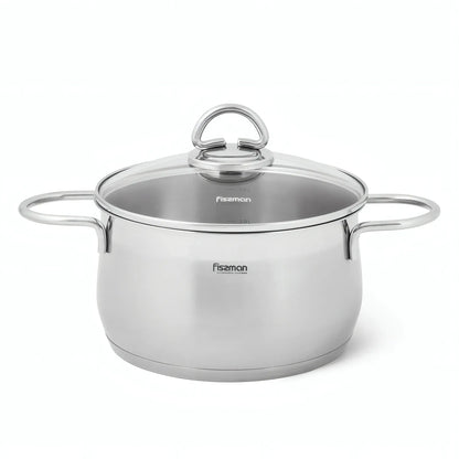 Casserole Cookware Set - 6 pcs with Glass Lids (Stainless Steel) - FLORY Series
