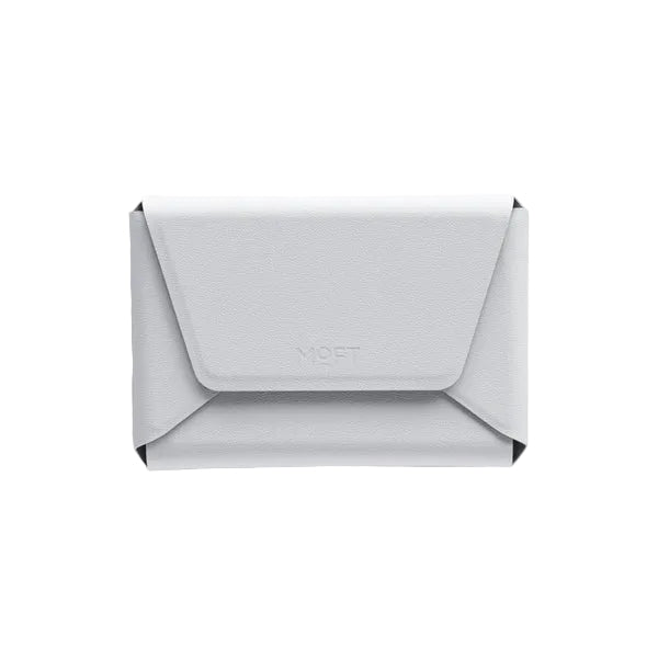 White pouch with a brand logo on a white background