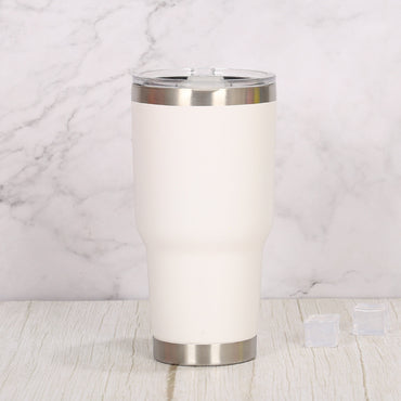 Double Wall Stainless Steel 880mL/30oz White Tumbler with Lid