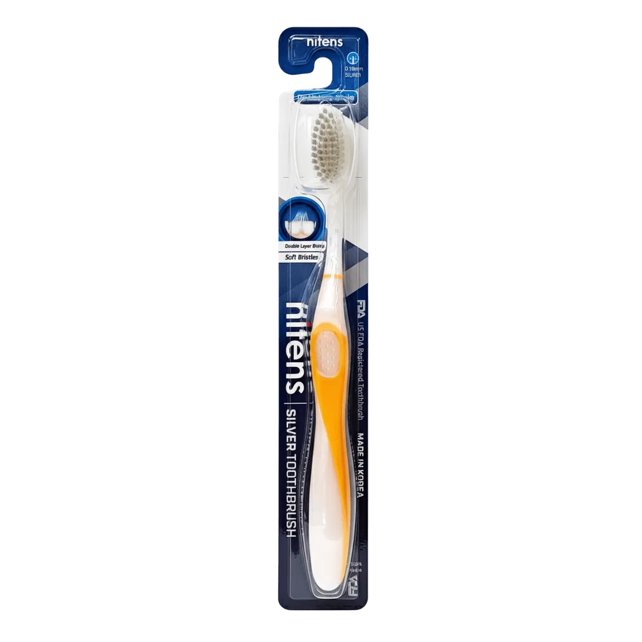 Nitens silver ion antibacterial toothbrush orange – soft bristles, made in South Korea