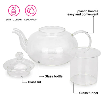 Tea Pot 1200ml With Glass Filter - Borosilicate Glass