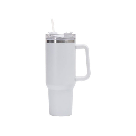 Double Wall Stainless Steel 1.18L/40oz Tumbler with Clear Flip Open Lid and Straw Vanilla Frost