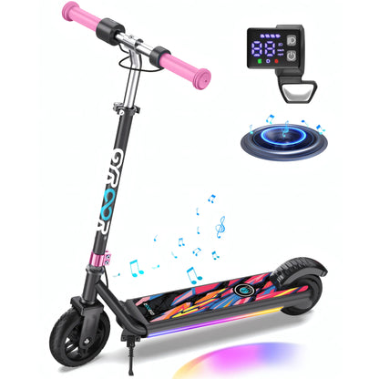 GYROOR H30 Max Kids Electric Scooter With Bluetooth Music Speaker - Pink