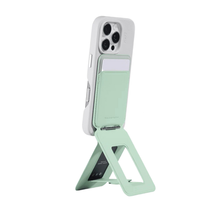 MOFT tripod stand unfolded in landscape mode on desk - MagSafe phone stand Australia
